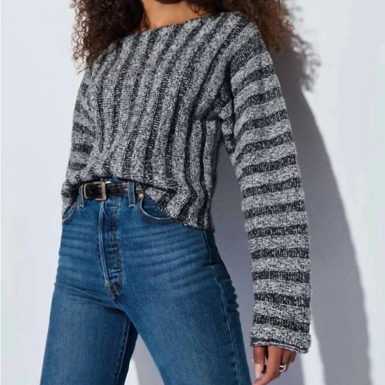 Nwt Nation Ltd Ronan Sweater, Gray Striped, Size Xs